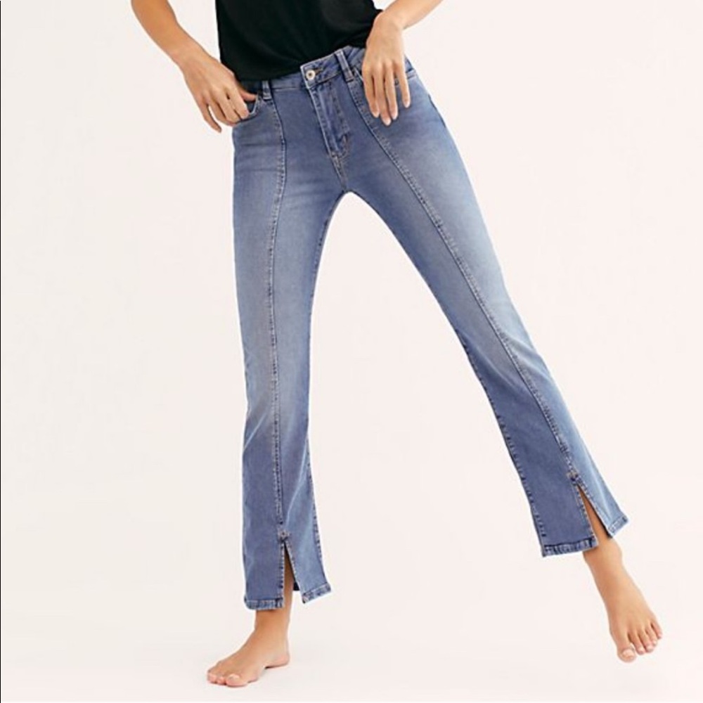 Free People Crop Slit Split Hem Bootcut Jeans 24